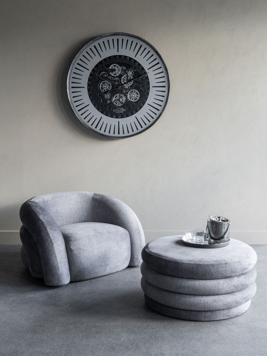 Palladium Wall Clock with Moving Cogs Black Nickel 100cm
