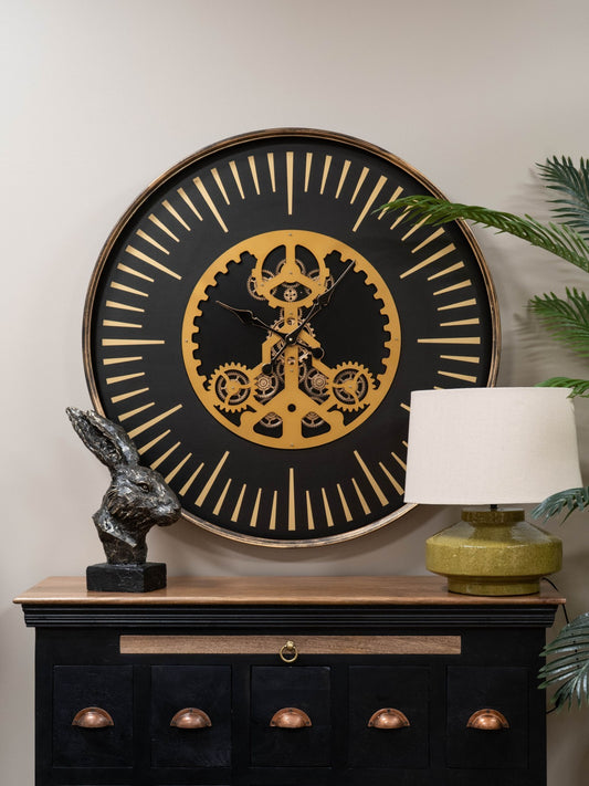 Palladium Wall Clock with Centre Moving Cogs 100cm