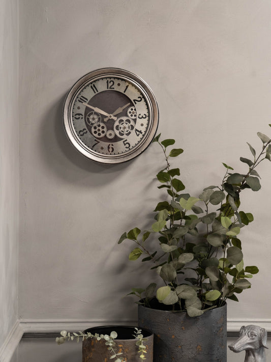 Palladium Mini Cogs Clock Antique Silver 33.3cm