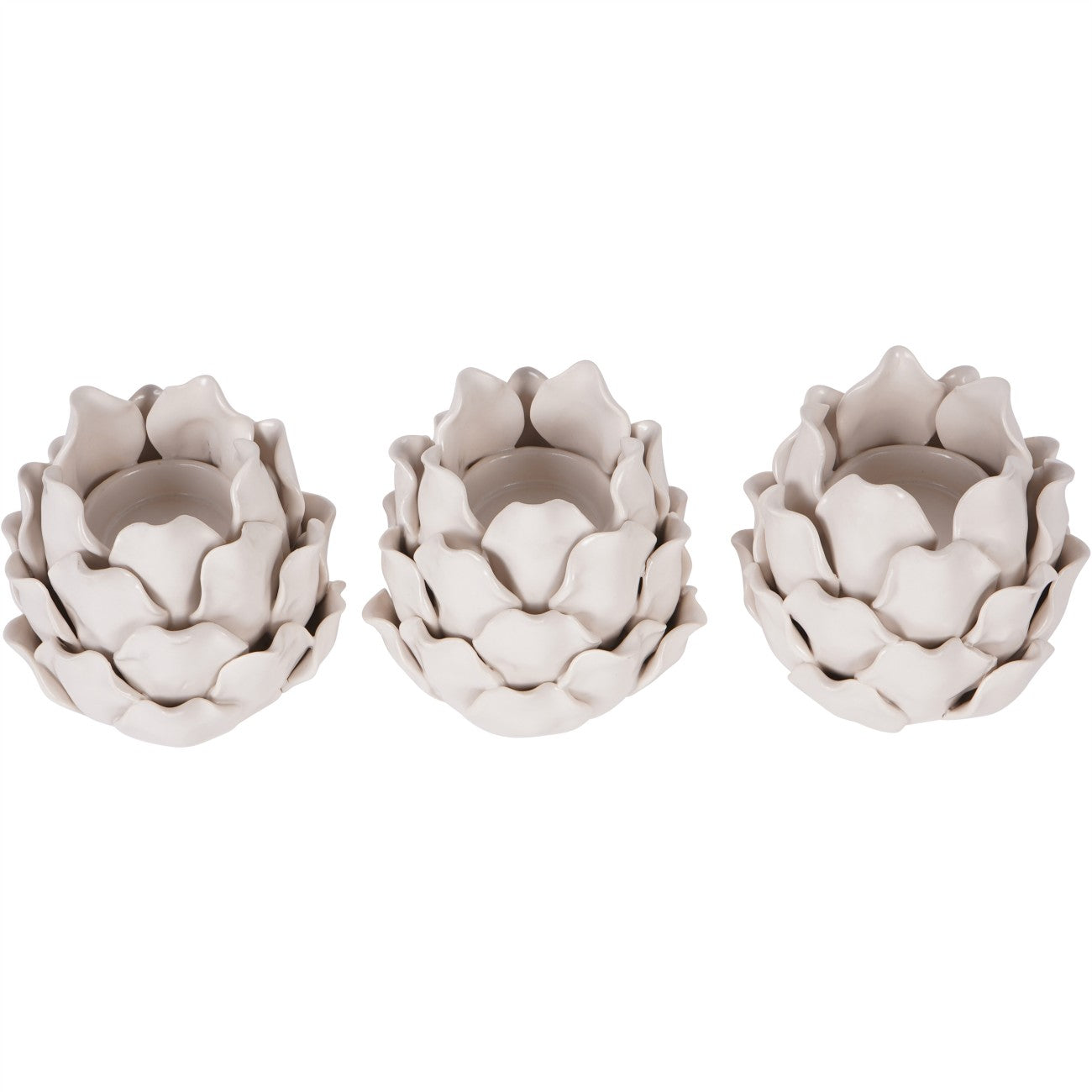 Set of 3 Off White Larkhill Artichoke Tealight Holders