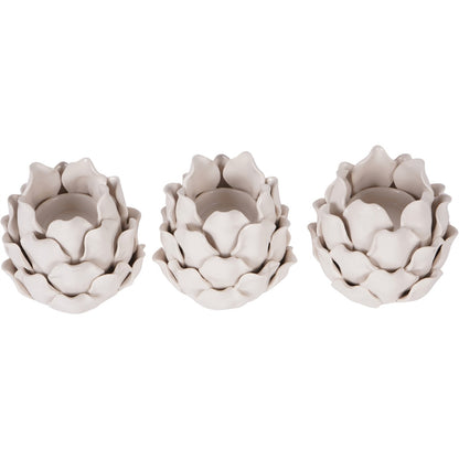 Set of 3 Off White Larkhill Artichoke Tealight Holders