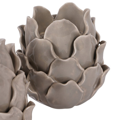 Set of 3 Dark Dove Grey Larkhill Artichoke Tealight Holders