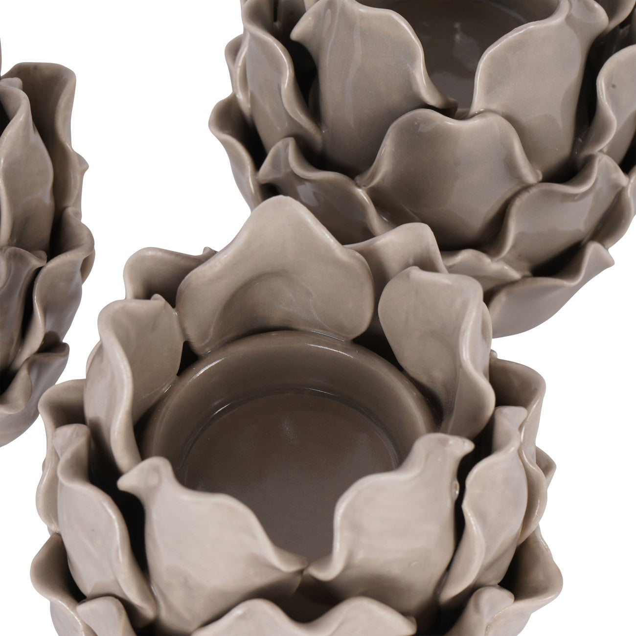 Set of 3 Dark Dove Grey Larkhill Artichoke Tealight Holders