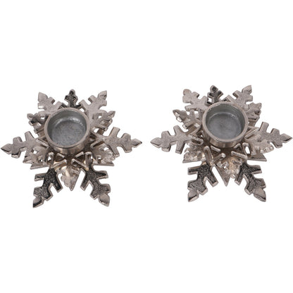 Set of 2 Festive Snowflake Tealight Holders