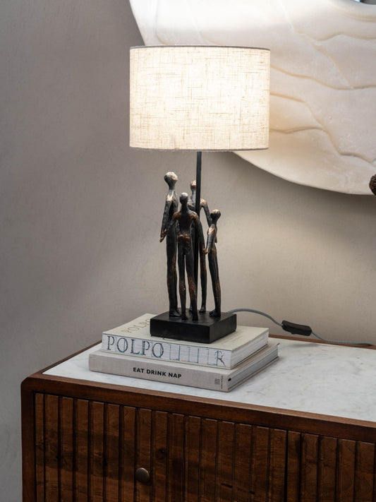 Family Sculpture Lamp with Shade