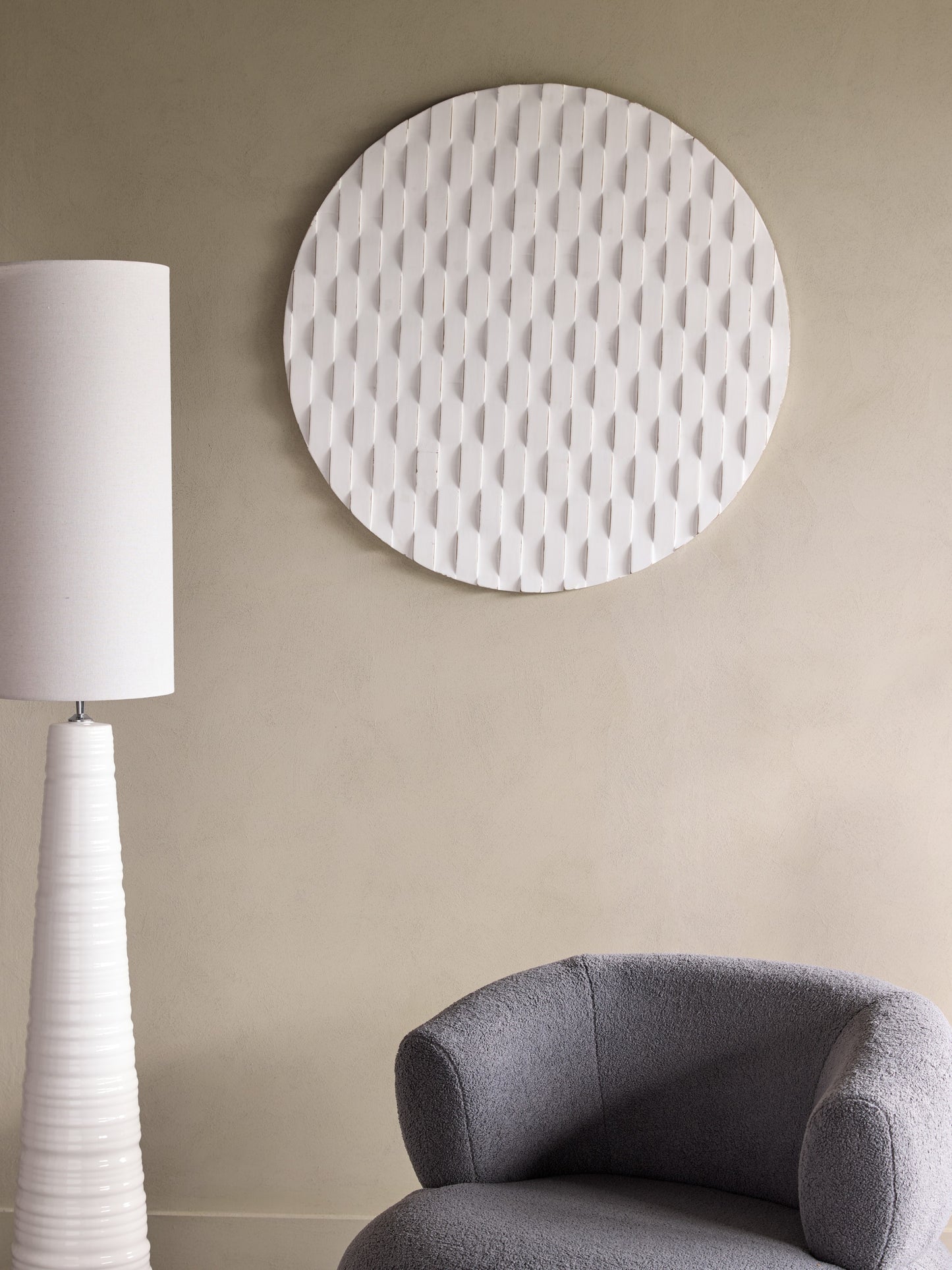 White Woven Geometric Wall Art 90x90cm