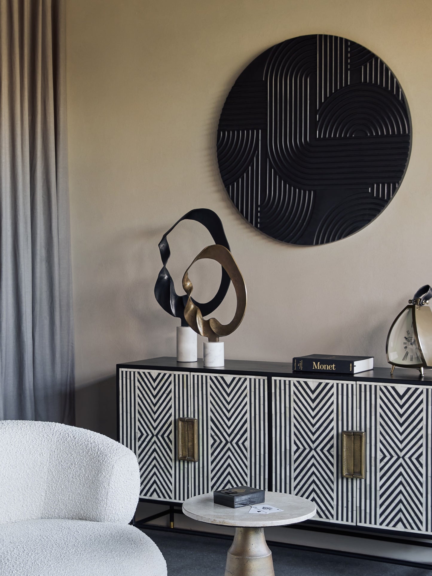 Black Geometric Echoes Wall Art 90x90cm