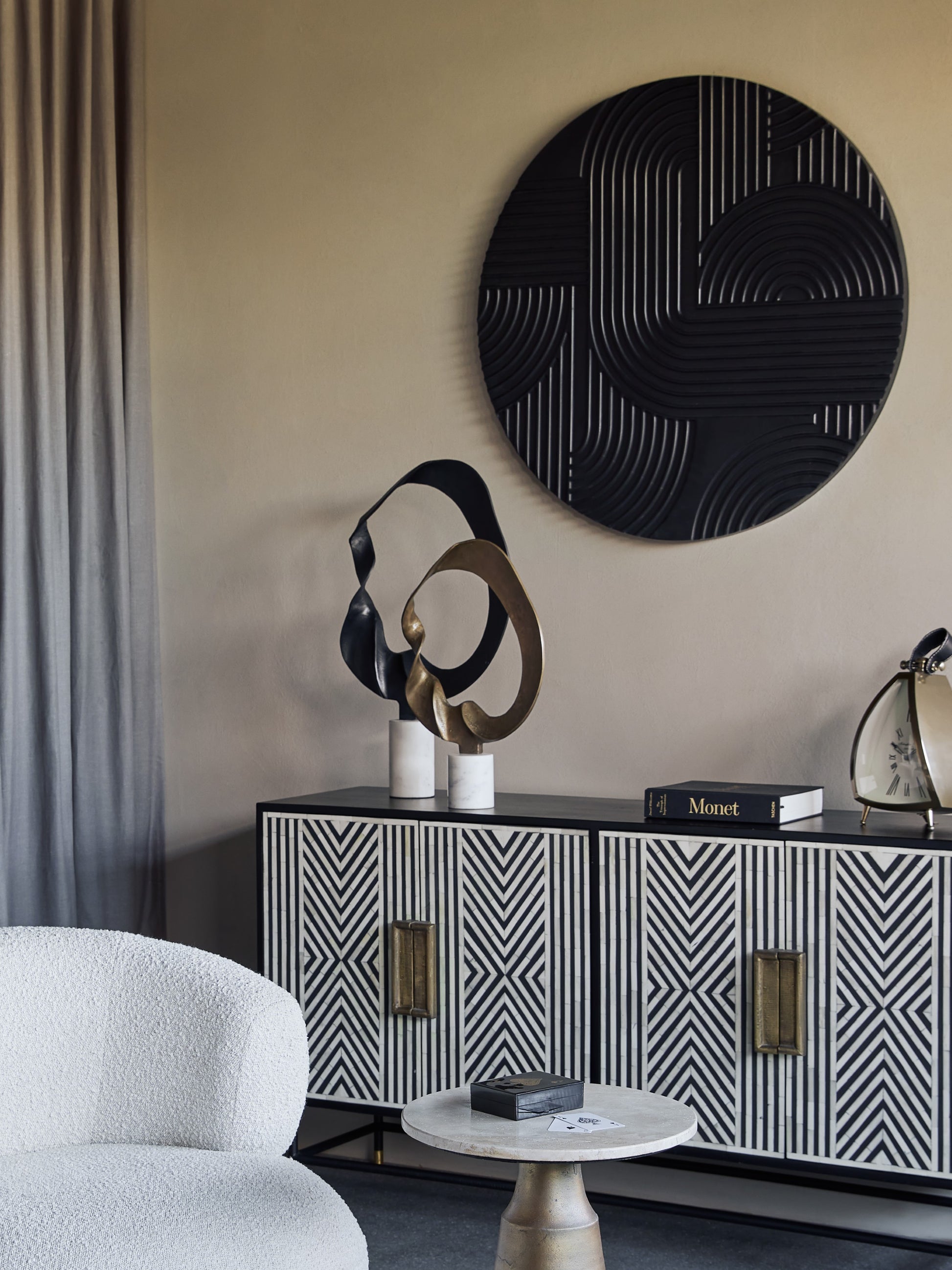 Black Geometric Echoes Wall Art 90x90cm