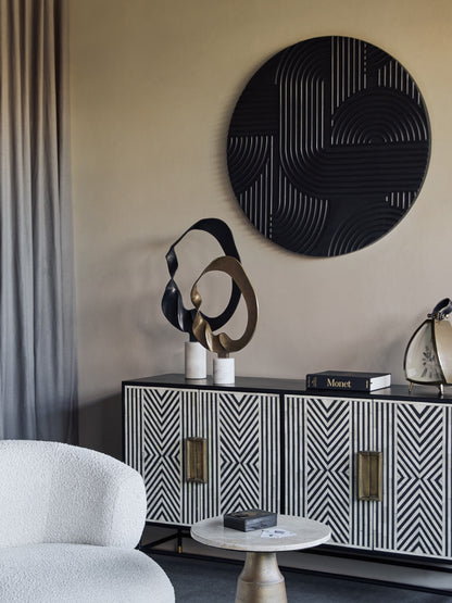 Black Geometric Echoes Wall Art 90x90cm