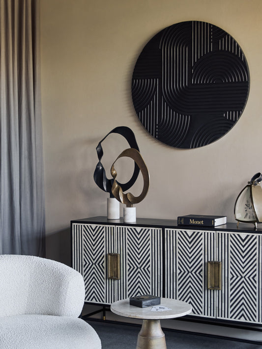 Black Geometric Echoes Wall Art 90x90cm