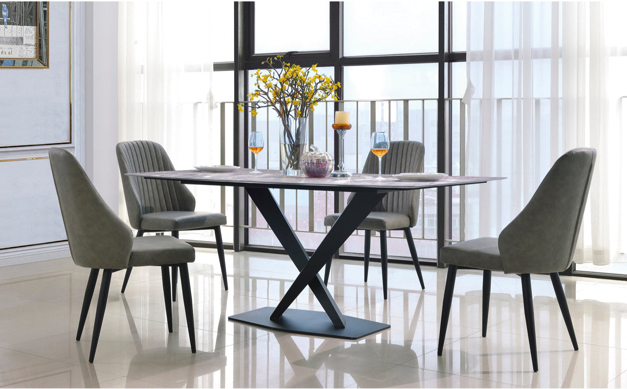 Crete Fabric Dining Chair with Black Metal Legs - Sold in 2's