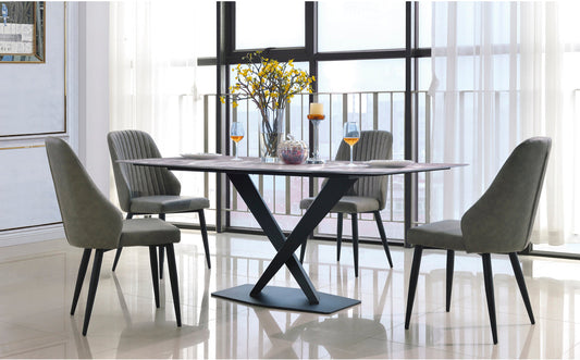 Crete Fabric Dining Chair with Black Metal Legs - Sold in 2's
