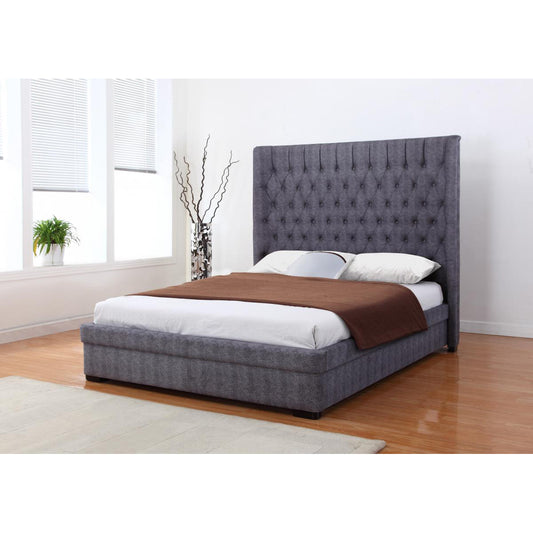 Linen King Size Bed Dark Grey