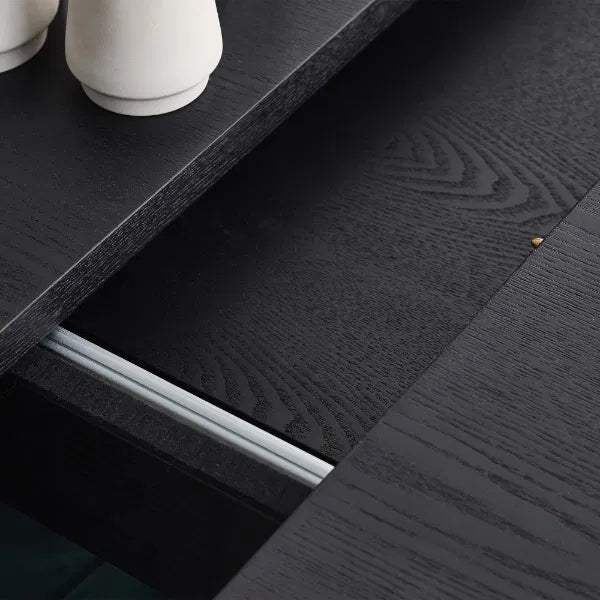 Louis Black Fluted Extended Dining Table