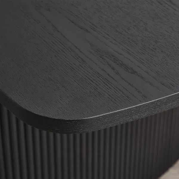Louis Black Fluted Extended Dining Table