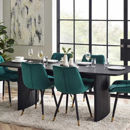 Louis Black Fluted Extended Dining Table