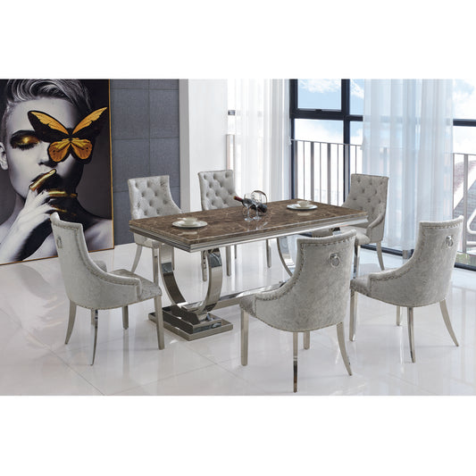 Langa Fabric Dining Chair with Stainless Steel Legs - Sold in 2's