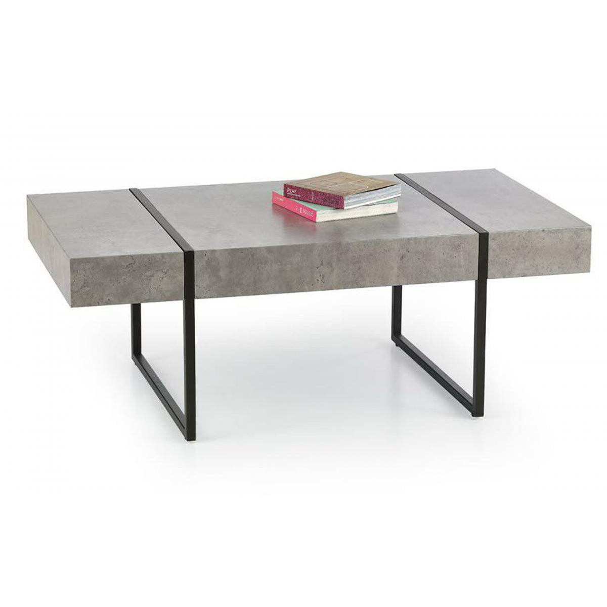 Coffee Table Stone with Black Metal Legs
