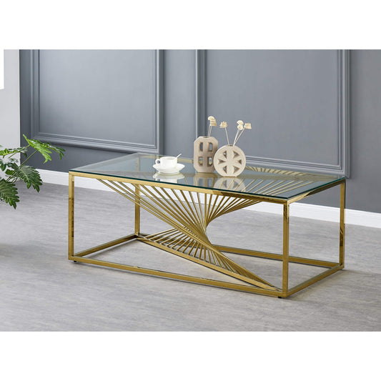 Clear Glass Coffee Table Gold
