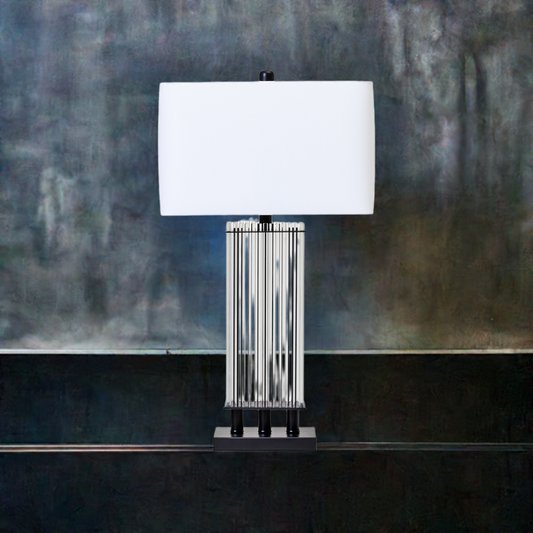 Table Lamp With Matte Black Base - Ivory Shade