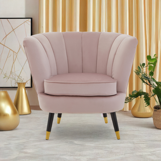 Maeve Dusky Pink Velvet Shell Accent Chair, 