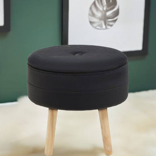 Black Velvet Stool