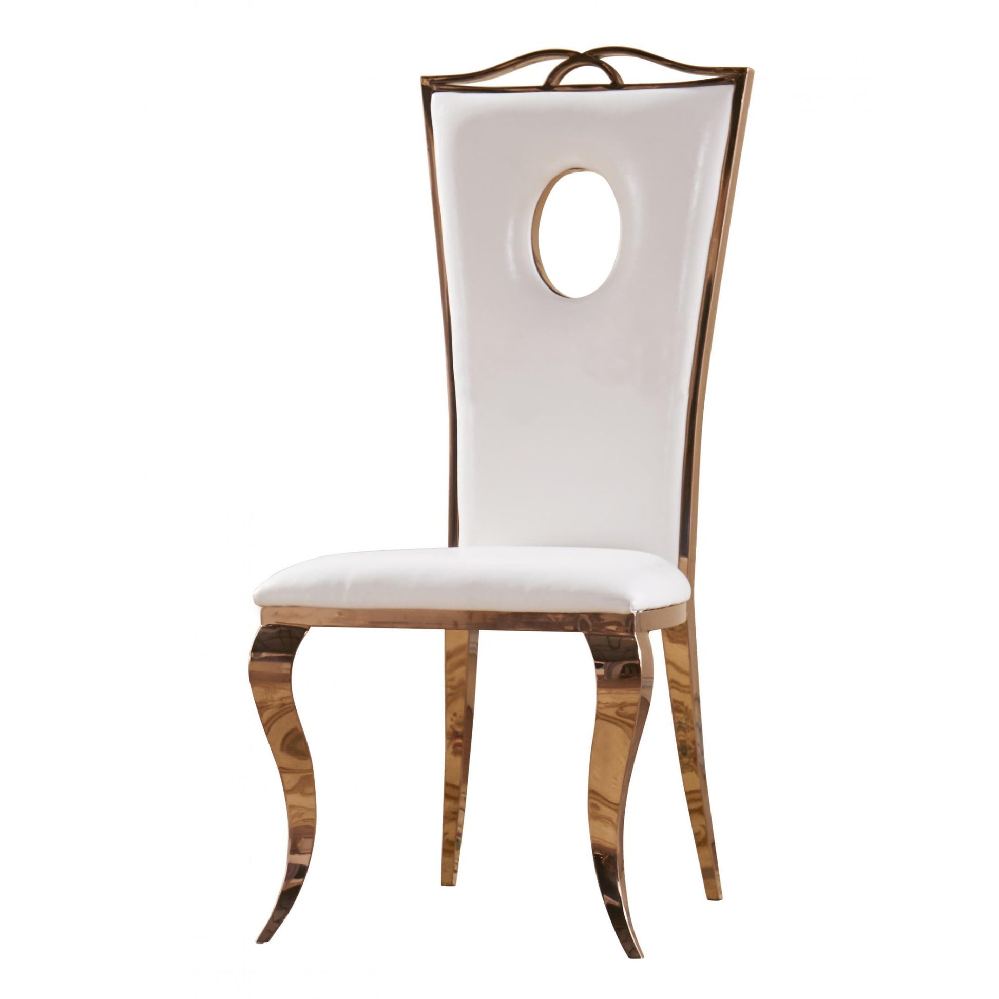 Dining Chair Stainless Steel & PU White 