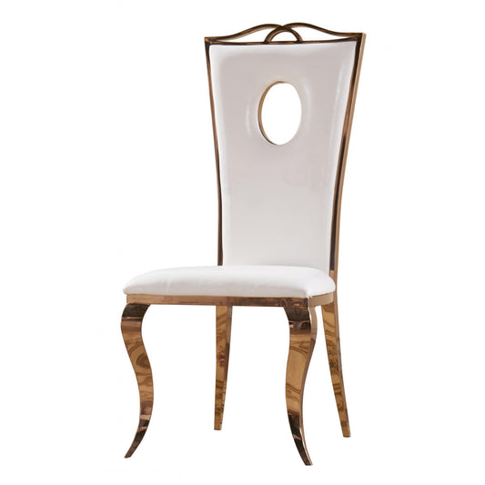 Dining Chair Stainless Steel & PU White 