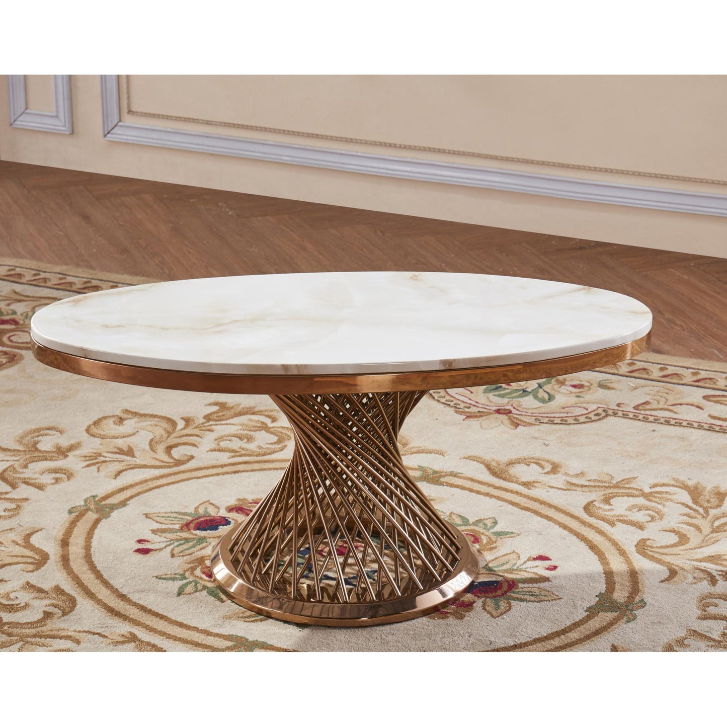 Marble Coffee Table with Stainless Steel Base
